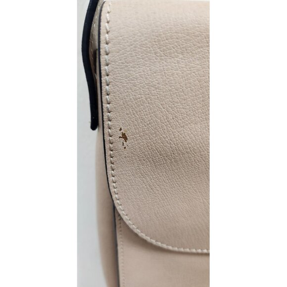 Marni Beige Leather Pushlock Saddle Shoulder Crossbody Bag Adjustable Strap - Picture 15 of 16